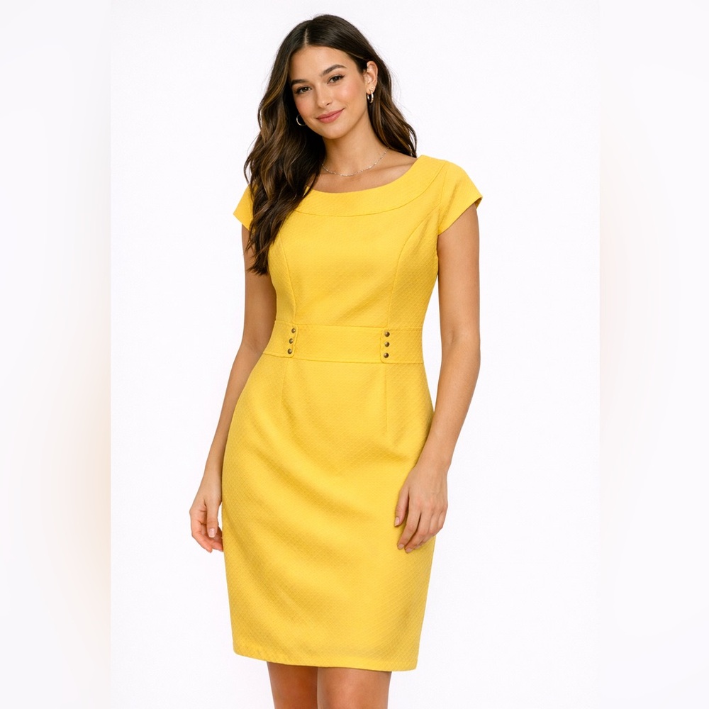 Yellow Sleeveless Textured Dress